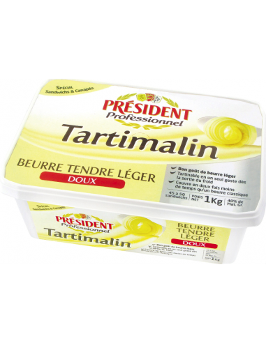 Beurre tendre léger Tartimalin Président 1 kg