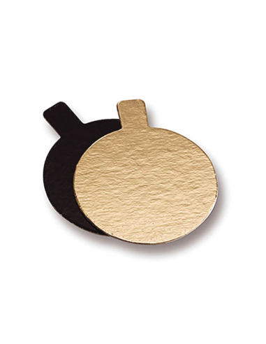 Supports Or/Noir Languette ronde 8 cm   