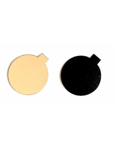 Supports Or/Noir Languette ronde 8 cm